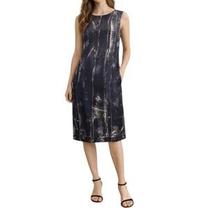 Aventures Des Toiles Dress Womens S 100% Silk Black Abstract Print Art To Wear